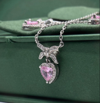 Dainty Pink Necklace and Earrings Set