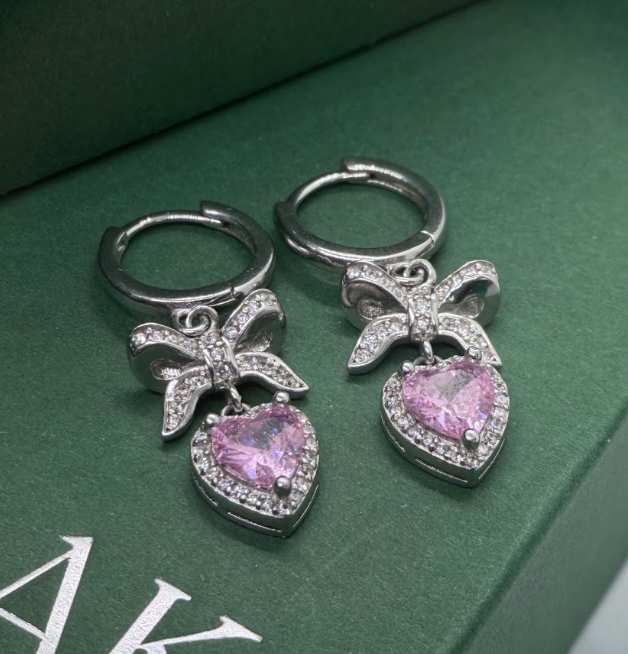 Dainty Pink Necklace and Earrings Set